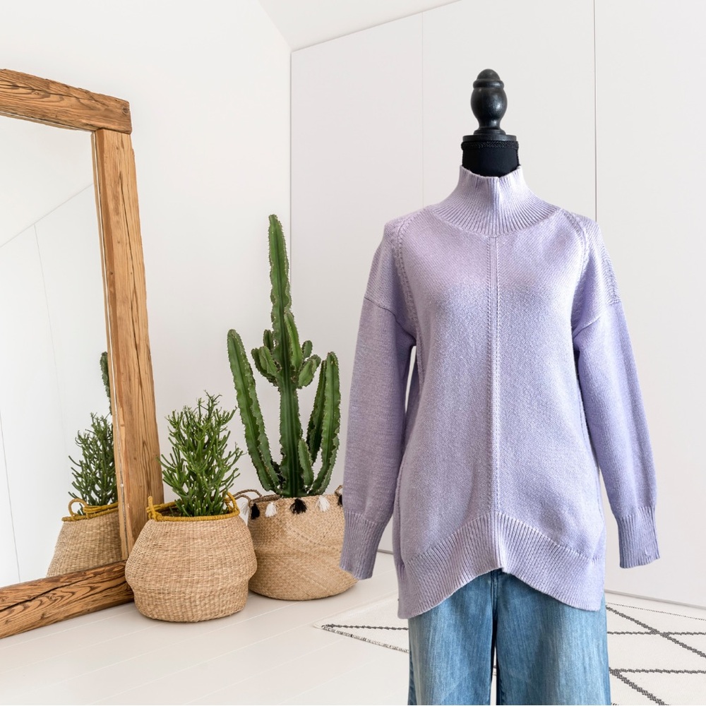 Maeve Anthropologie Crystal Mock Neck Tunic Sweater